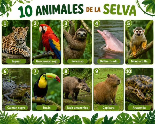 10 animales de la selva del Perú