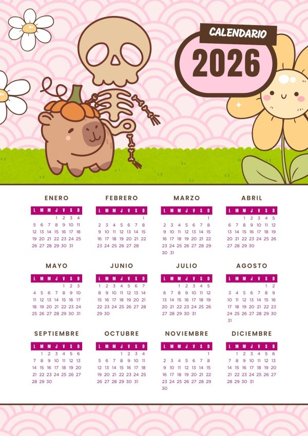 Calendario 2026 de Capibara