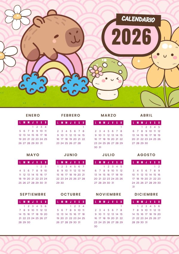 Calendario 2026 de Capibara