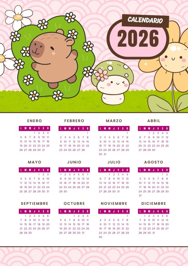 Calendario 2026 de Capibara