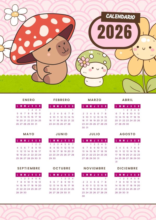 Calendario 2026 de Capibara