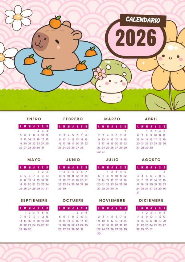 Calendario 2026 de Capibara