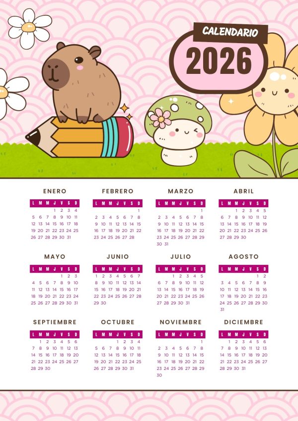 Calendario 2026 de Capibara