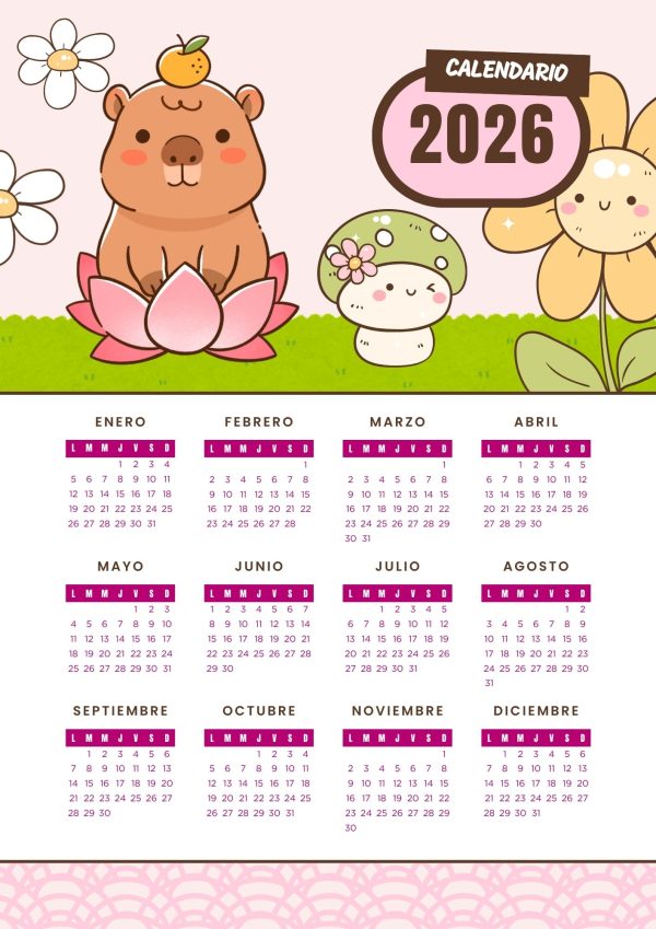 Calendario 2026 de Capibara