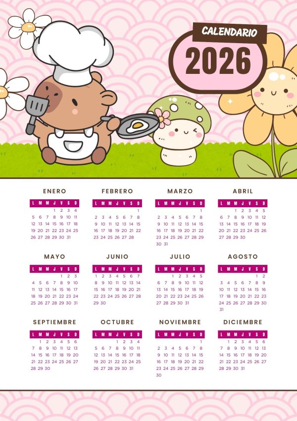 Calendario 2026 de Capibara