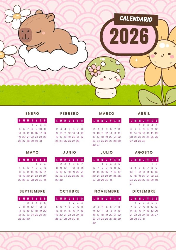 Calendario 2026 de Capibara