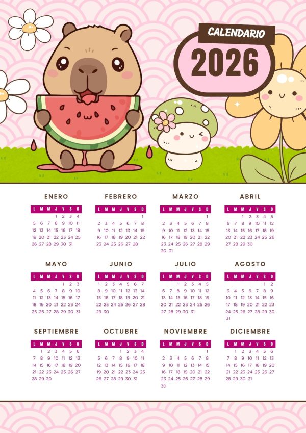 Calendario 2026 de Capibara