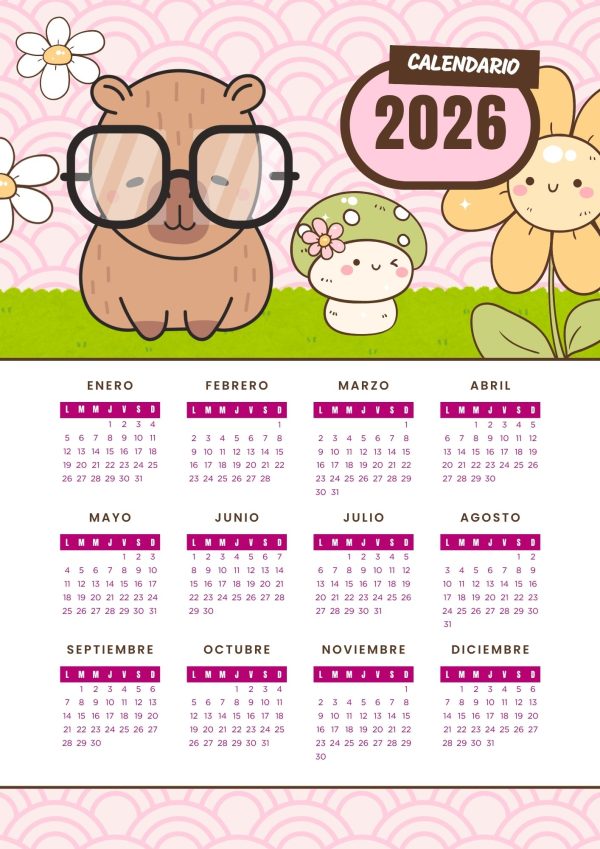 Calendario 2026 de Capibara