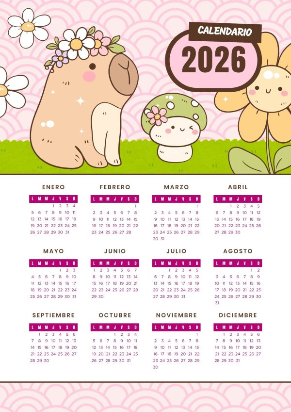Calendario 2026 de Capibara