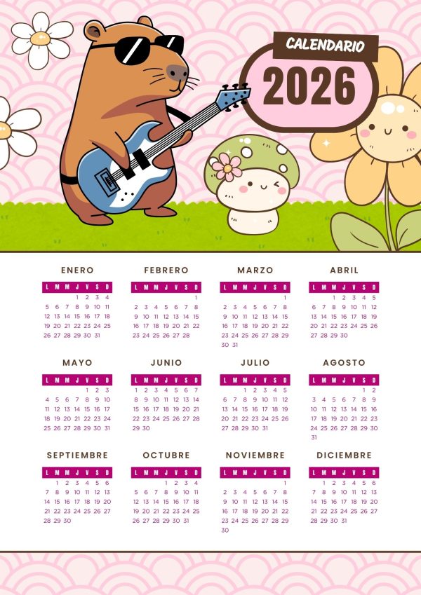 Calendario 2026 de Capibara