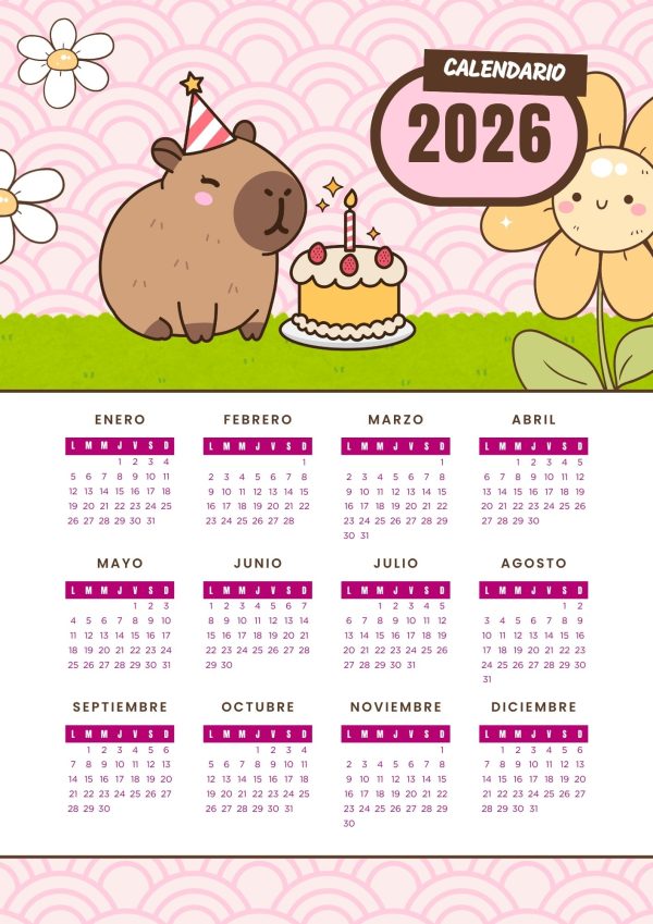 Calendario 2026 de Capibara