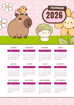 Calendario 2026 de Capibara