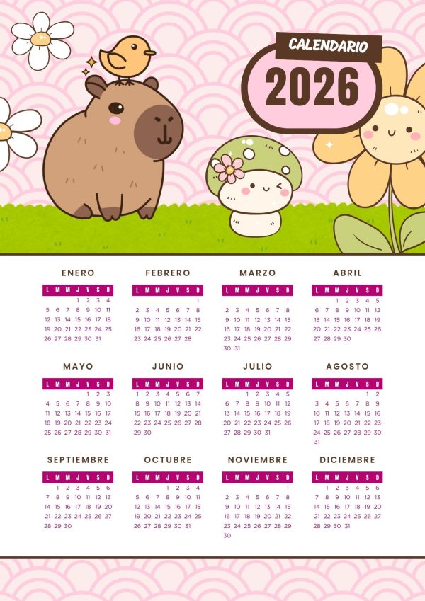 Calendario 2026 de Capibara