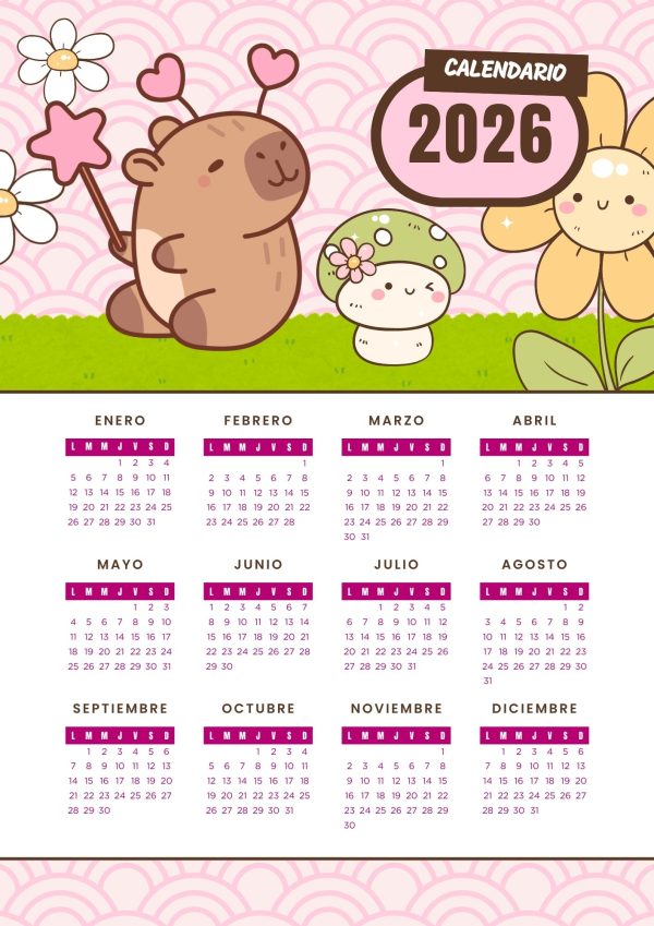 Calendario 2026 de Capibara