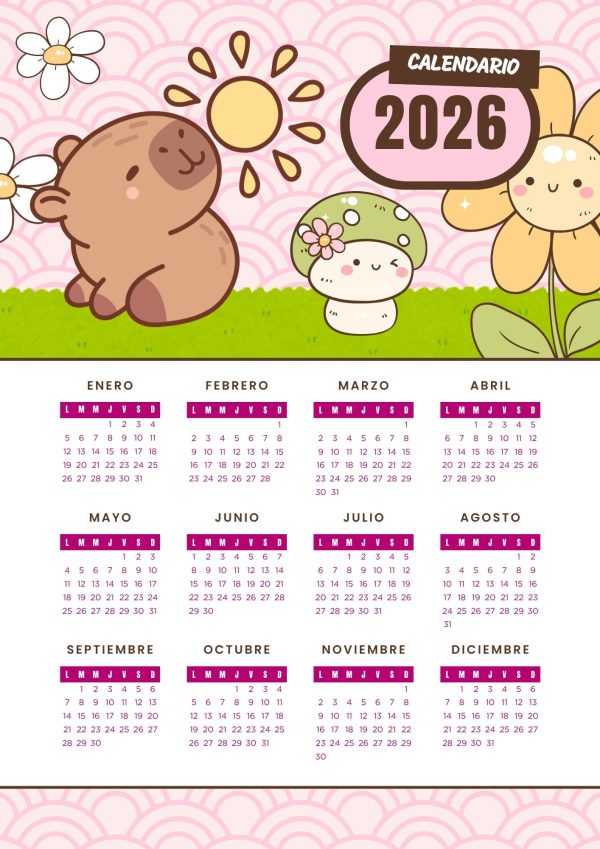 Calendario 2026 de Capibara