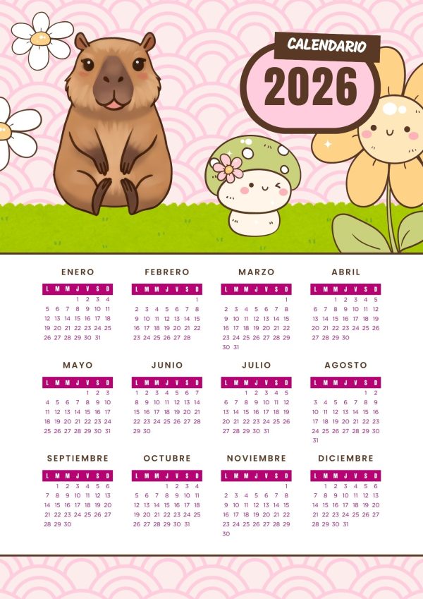Calendario 2026 de Capibara