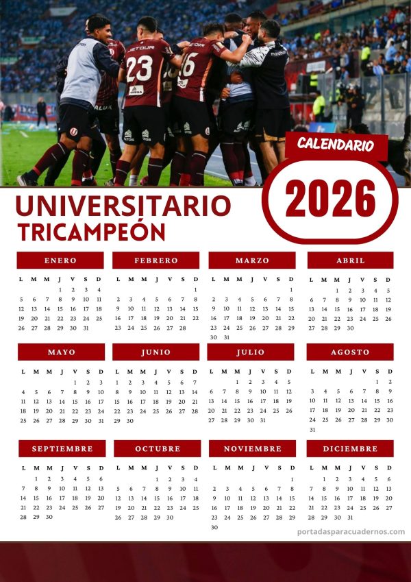 Calendario 2026 de la U - Universitario 【2026