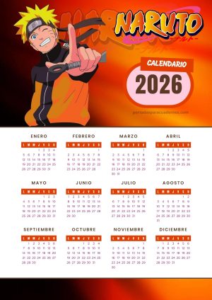 Calendario 2026 de Naruto