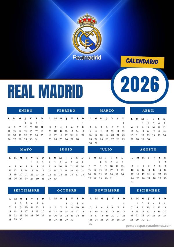 Calendario 2026 del Real Madrid