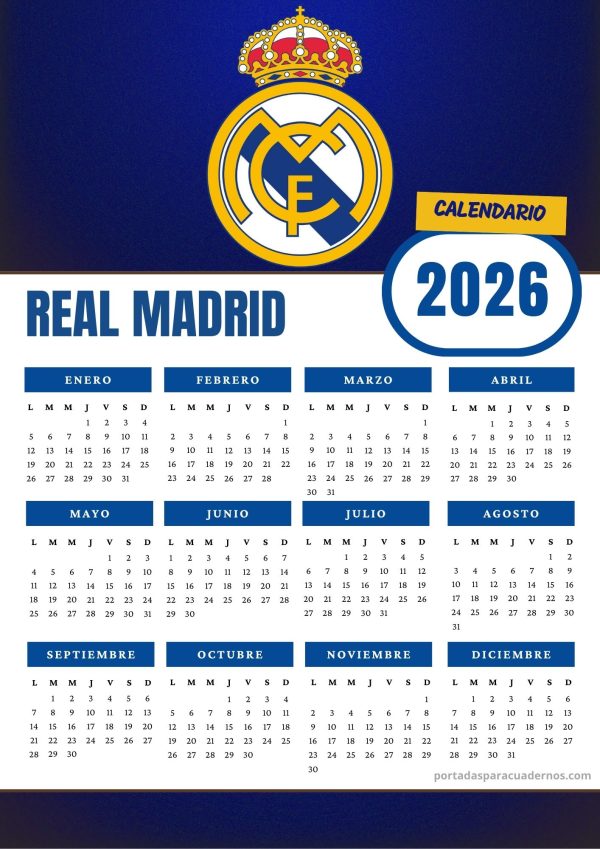 Calendario 2026 del Real Madrid