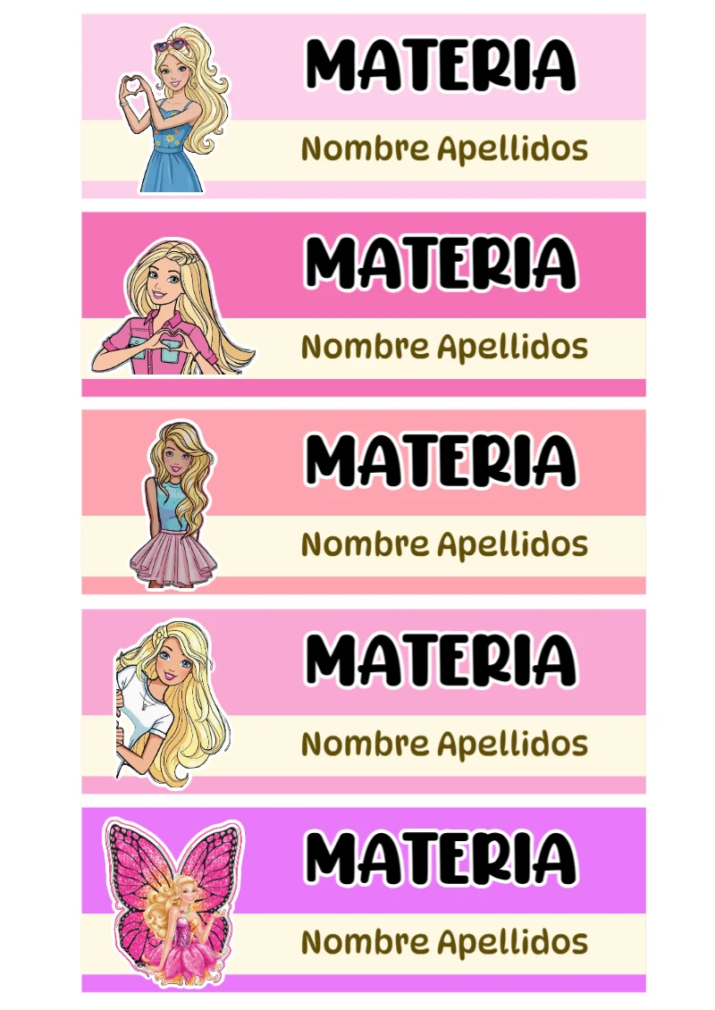 Etiquetas de BARBIE para primaria y preescolar - ideal para el nuevo año escolar