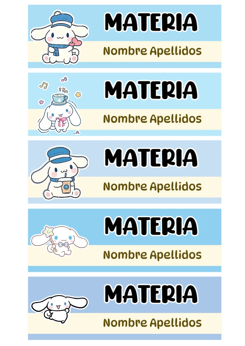 Etiquetas bonitas de CINNAMOROLL para el nuevo año escolar - perfecto para organizar tus apuntes