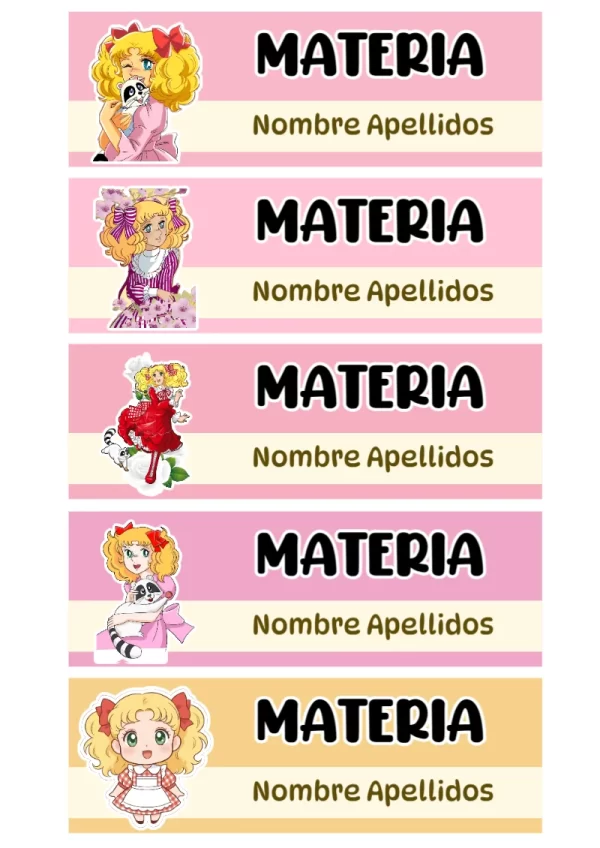 Etiquetas escolares de LA DULCE CANDY Escolares listas para recortar - versión premium para imprimir