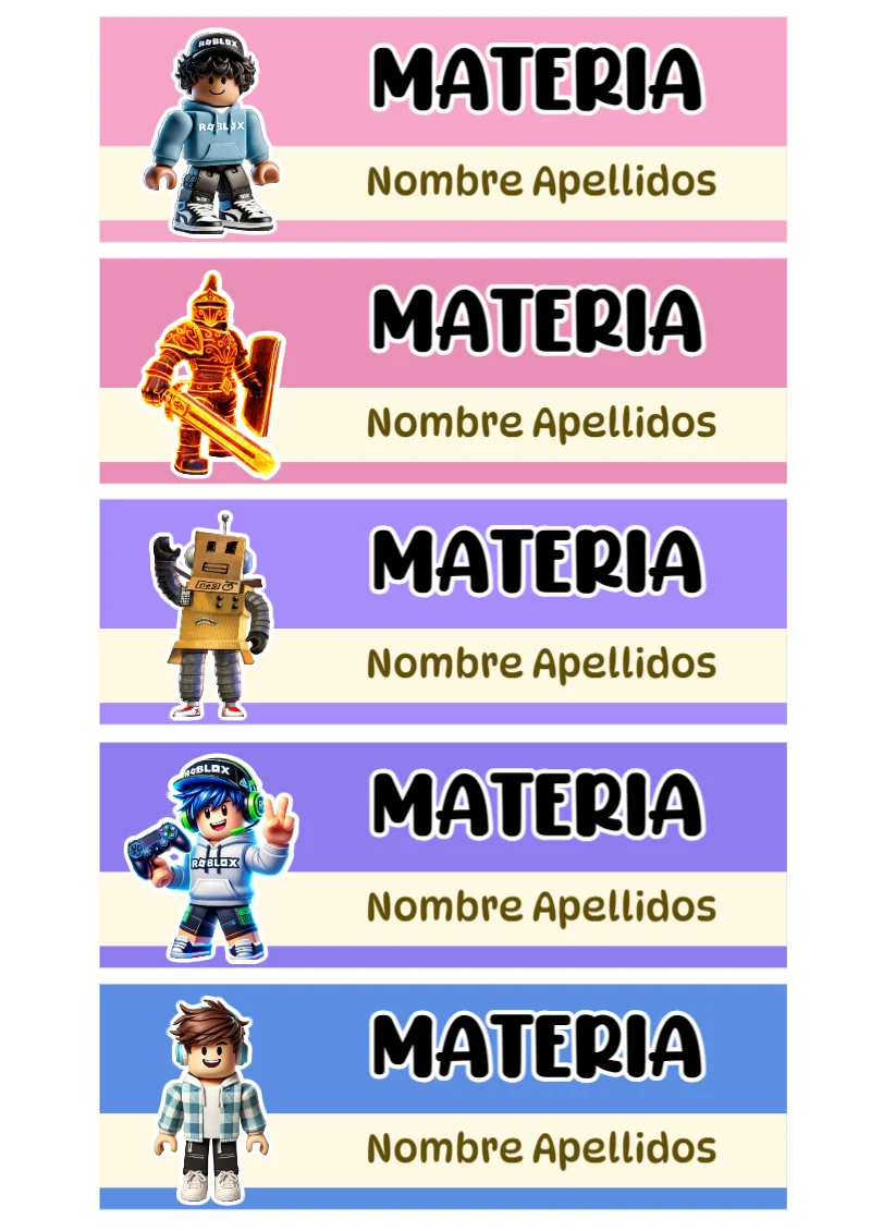 Etiquetas adhesivas de Roblox Escolares para imprimir gratis - disponible para descarga gratuita