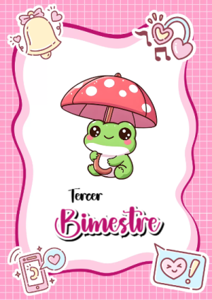 Portada de 3er segundo bimestre kawaii para cuaderno lista para imprimir en A4 - para el regreso a clases