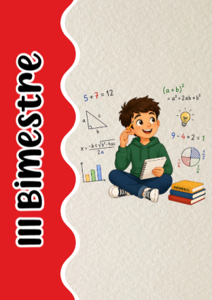 Portada de 3er segundo bimestre matematica para cuaderno para primaria - ideal para el nuevo año escolar