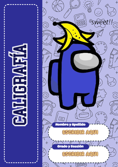 Portada de Among Us de Caligrafía para cuaderno en tamaño A4 - versión premium para imprimir