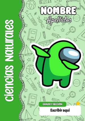 Portada de Among Us de Ciencias Naturales para cuaderno colorida y creativa - formato digital listo para usar