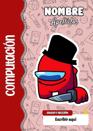 Portada de Among Us de Computación para cuaderno decorativa y bonita - para personalizar tus materias