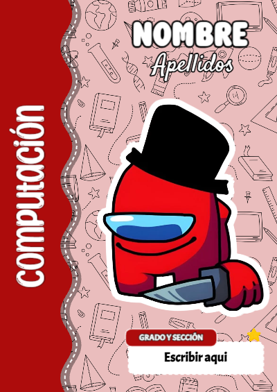 Portada de Among Us de Computación Editable para Imprimir Gratis
