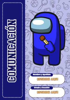 Portada de Among Us de Comunicación para cuaderno escolar creativa - versión premium para imprimir