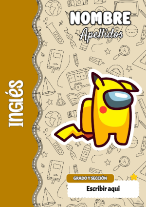 Portada de Among Us de Inglés para cuaderno lista para imprimir en A4 - diseño escolar moderno