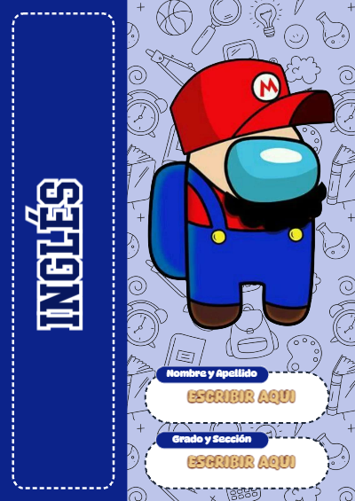 Portada de Among Us de Inglés para cuaderno colorida y creativa - para el regreso a clases