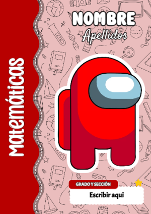 Portada de Among Us de Matemáticas para cuaderno escolar para imprimir gratis - diseño escolar moderno