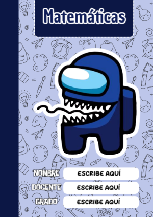 Portada de Among Us de Matemáticas para cuaderno escolar creativa - tendencia educativa 2026