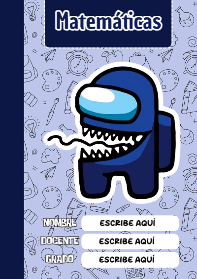 Portada de Among Us de Matemáticas para cuaderno escolar creativa - tendencia educativa 2026