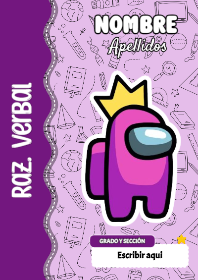 Portada de Among Us de Raz. Verbal para cuaderno decorativa y bonita - tendencia educativa 2026