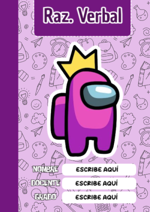 Portada de Among Us de Raz. Verbal para cuaderno colorida y creativa - diseño escolar moderno