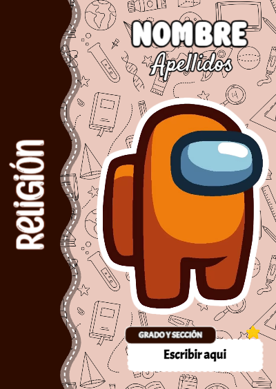 Portada de Among Us de Religión para cuaderno decorativa y bonita - ideal para el nuevo año escolar