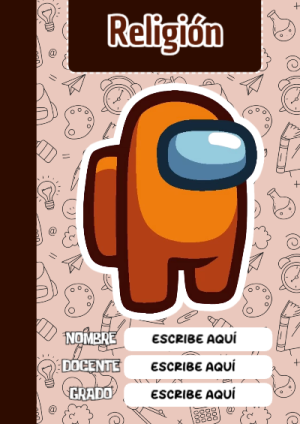 Portada de Among Us de Religión para cuaderno con estilo creativo - diseño exclusivo y original