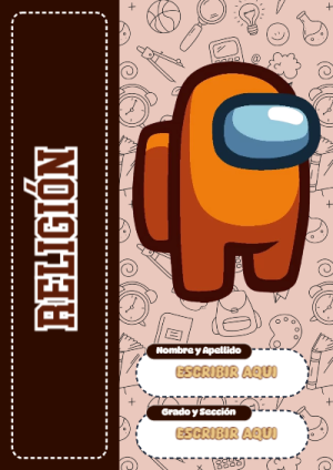 Portada de Among Us de Religión para cuaderno lista para imprimir en A4 - perfecto para organizar tus apuntes