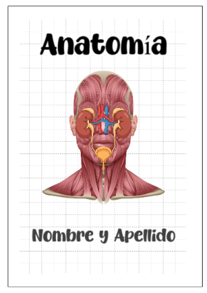 Portada de Anatomía para cuaderno lista para imprimir en A4 - para personalizar tus materias