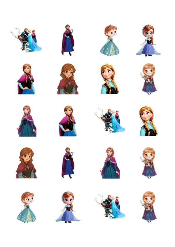 Stickers infantiles de Anna de Frozen bonitos para imprimir - estilo único para estudiantes