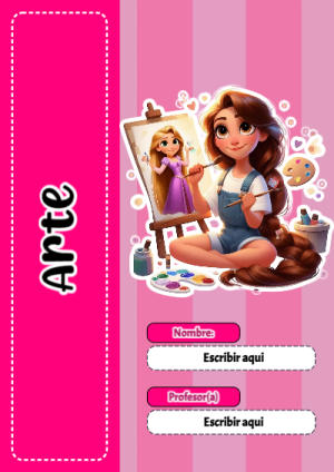 Portada de Arte con princesas de disney para cuaderno decorativa y bonita - formato digital listo para usar