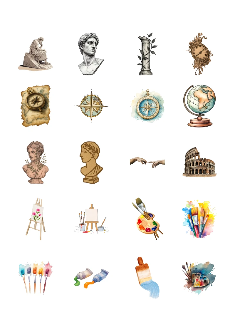 Stickers de arte cultura para Imprimir Gratis y Editar (Diseño 2) para imprimir y recortar gratis - diseño exclusivo y original