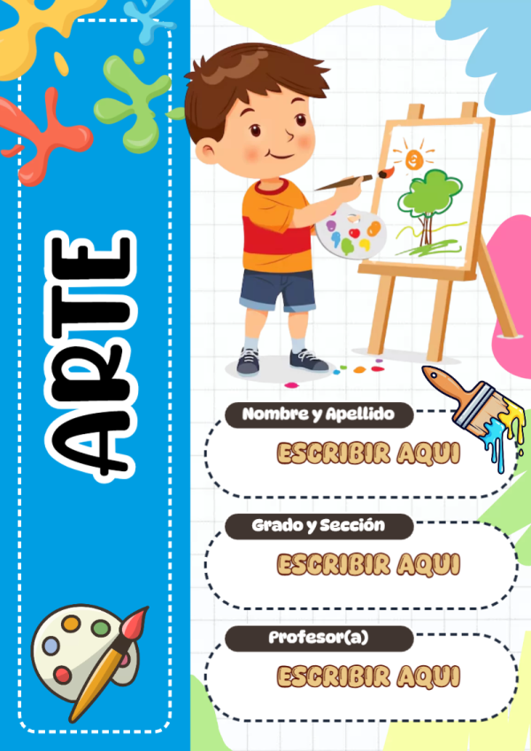 Portada de ARTE para cuaderno lista para imprimir en A4 - ideal para el nuevo año escolar